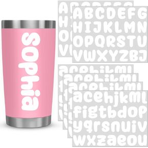 6 Pcs UV DTF Cup Wrap Letters Custom Transfer Letter Stickers Personalized Vinyl Name Decals for Tumbler Glass Cups Laptop Water Bottle Car Notebooks Window DIY Crafts