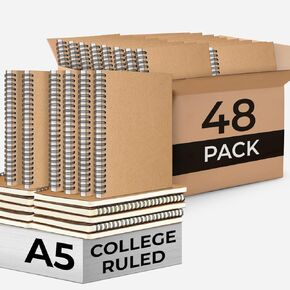 6 Pack Lined Journal Spiral Notebook College Ruled, 5.8 x 8.3, 120 Pages (60 Sheets), 100 GSM Thick Paper Notebooks, Daily Writing Journals for Men and Women, Work, Office & School Supplies