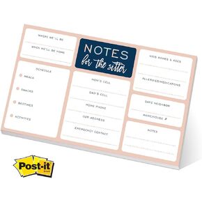 Babysitter Notepad - 50 Pages with Sticky Note Adhesive on Back