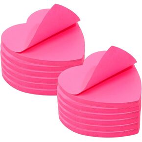 Mini Skater Hot Pink Kraft Paper Sticky Notes Heart Shaped Self-Stick Blank Book Tabs Paper Markers Sticky Notes Pad Index Sticker for Home Office Remark (2)