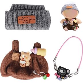 Doll Clothes, 3-Piece Cute Style Set for 5.91"-6.69" Dolls, Premium Doll Outfit with Accessories, Pink Romper + White Hat + Small Camera, NO Doll