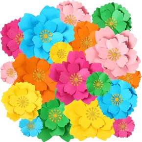 18 PCS Paper Flower Decore for Wall Diy Paper Flowers Bulletin Board 3D Fiesta Fiesta Mexican Backdrop Decoration for Classroom Back to School Carnival Rainbow Party (على شكل لوتس)