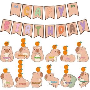 Happy Birthday Bulletin Board Decorations Set Classroom Birthday Bulletin Board Decor Chart Calendar Cutouts Decorations for Teachers School Classroom Wall Decor (Frappe)