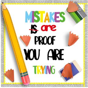 Soulchen 46 Pcs Mistakes Are Proof You Are Trying Classroom Bulletin Board Set 3D Back to School Bulletin Board Inspirational Educational Classroom Door Decor with Pencil Balloon for Blackboard Supply