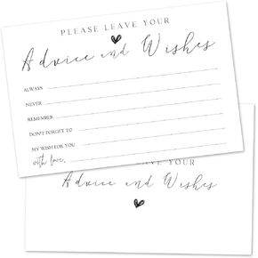 Bow Advice And Wishes Cards For The Mr And Mrs, Blank Well Wishes For Baby Shower, Bridal Shower And Graduation Party, Wedding Advice Cards 4x6, Pack of 25 -G10
