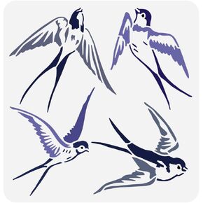 FINGERINSPIRE Swallows Stencil for Painting 11.8x11.8 Inch - Reusable Bird Drawing Template for Spring Theme Craft - DIY Home Decoration on Wall and Wood