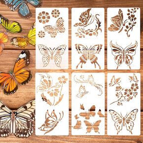 6 Pieces Reusable Butterfly Stencils for Painting - Summer Large Reusable Hummingbird Painting Templates Art Craft Templates for DIY Home Decor Wood Signs Fabric and More (11.8 x 6.3 Inches)