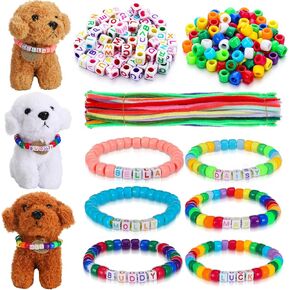 1040 Pcs Adopt a Puppy Pet Party Favors Puppy Adoption Party Supplies Make Your Own Dog Collar Necklace Kit with Beads for Pet Birthday DIY Craft