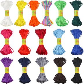 16 Colors Satin Nylon Cord Rattail Silk Cord Nylon String for Bracelet Necklace Beading Jewelry Making String Trim Cords Chinese Knot 2 mmx10 m