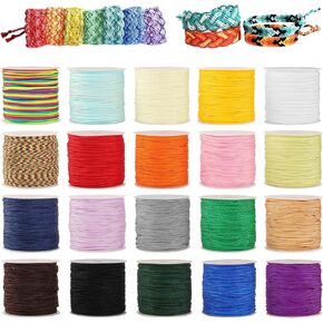 Nylon String for Bracelets, 0.8mm 20 Colors Chinese Knotting Cord Nylon Beading Thread for Jewelry Making, Beading, Necklaces, Kumihimo, Macrame Craft, Wind Chime