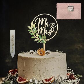 Rustic Wooden Wedding Cake Topper Mr and Mrs - Eco-Friendly, Handcrafted for Wedding Cakes, Bridal Shower, Anniversary Decorations