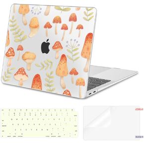MOSISO Compatible with MacBook Air 13 inch Case 2022 2021 2020 2019 2018 Release A2337 M1 A2179 A1932 Touch ID, Protective Plastic Hard Shell Case&Keyboard Cover&Screen Protector, Jungle Mushrooms