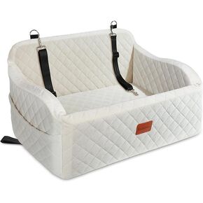 مقعد سيارة كبير للكلاب يصل وزنه إلى 55 رطلاً، مزود بمقودين آمنين قابلين للتعديل، سرير سيارة للكلاب لكلبين صغيرين، مقعد سيارة للحيوانات الأليفة قابل للفصل والغسل بالكامل، سهل التركيب (أسود/رمادي، كبير) in Kuwait