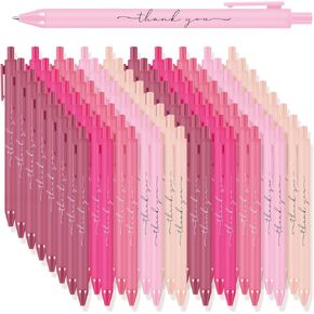 50 Pcs Thank You Pens Bulk Pink Ballpoint Pens Party Favors for Women Coworker Employee Appreciation Gifts Back to School Teacher Nurse Wedding Bridal Shower Birthday Baby Shower Party