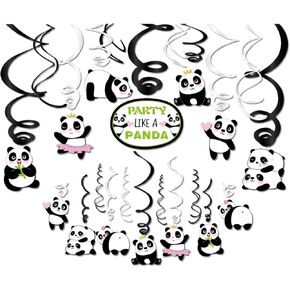 30pcs لطيف عيد ميلاد الباندا معلقة ديكورات دوامة ، Panda Bear Birity Supplies Supplies Party Party Panda Forms Formor