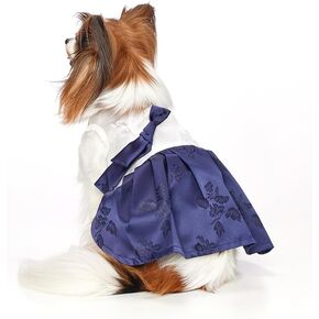 Dog Clothes Korean Traditional Hanbok Dress Costume Puppy Clothes for Girl Dog Outfit (Navy, Large)