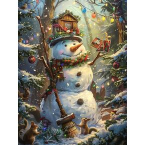 Zlinnar Christmas Diamond Painting Kits-Santa Claus Diamond Art for Adults Beginners DIY 5D Round Full Drill Painting with Mosaic Art Crafts Kits Home Wall Decor 12×16 Inches
