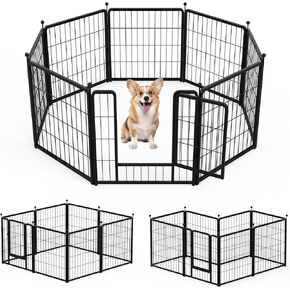 InfiniPower Dog Playpen for Camping, Yard, RV, 32 Inch 8 Panels Play Pen Indoor, Heavy Duty Indoor Outdoor Exercise Dog Pen for Small/Medium Dogs, White
