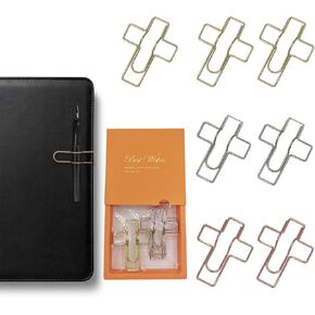 Nikilily7-Pack Cross-Shaped Metal Pen Holder Clips for Journals – Stylish and Durable Faith-Based Pen Clip for Notebook, Planners, and Office Supplies – Rose Gold, Gold & Silver Finishes