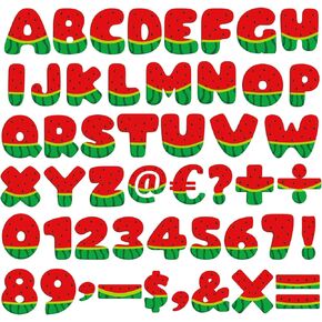 150Pcs Summer Bulletin Board Letters for Classroom Watermelon Alphabet Number Accents with Adhesive Dots Fruit Punctuation Symbol Cutout Letters Combo Set for Chalkboard School Home Decor