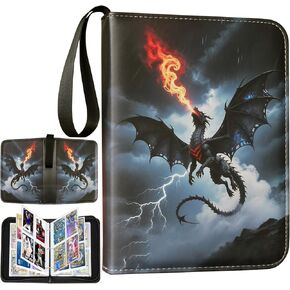 Cool Dragon Trading Card Binder - 4-Pocket Zipper Binder with 400 Pockets, Ideal for Card Collectors and Enthusiasts - Collectible Trading Card Album with Sleeves