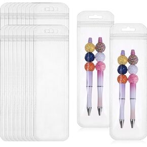 100 Pieces Pen Packaging Bags Pen Bags for Packaging Clear Pen Bag for Bead Pens Resealable Zipper Pouch Bag for Packaging Lipgloss, Jewelry, Cosmetic,Candy 2.8 x 8.7 Inches
