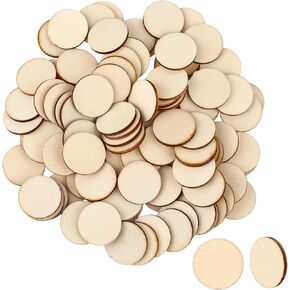 100 PCS Wood Circles Unfinished Wood Circle Small Wood Slices Round Crafts Wood Cutouts Circle Wood Pieces Ornaments 1 Inch Round Wood Coins Round Tiny Wood Kit for DIY Craft Decorations