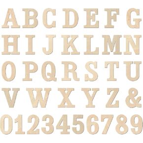 4 Inch 142 Pieces Wooden Letters & Numbers for Crafts Unfinished Wood Alphabet ABC & Numbers 0-9 for Wall Decor