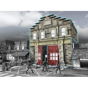 Battle Systems Urban Apocalypse Terrain Fire Station - 28-35mm RPG/Wargames 40k Crisis Protocol Modern Zombies Card Scenery