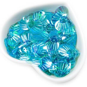 Seashell Sequins and Spangles for Crafts, 50g 13 MM Transparent Sea Shell Sequins for Dress Sewing Embellishment Applique Crafting, (Gren Blue Purple)