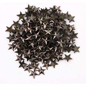 Beadsland Hotfix Iron On, Flat Back Stars Studs - 1/4" Flatback Glue on Studs 300pcs (Gun Grey, 12x12mm)