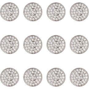 12 Pcs 15 mm Sew on Rhinestones, Silver Vintage Buttons, Rhinestone Buttons for Clothing Shoes Earring Belt Crafts Sewing Accessories