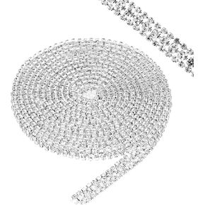 2 Yards Rhinestone Trim Silver Ribbon Silver Crystal Close Crystal Claw Chain Rhinestone Cup Diamond Chain Trimming Clear Trim for Craft Jewelry Wedding Bouquet DIY Decoration