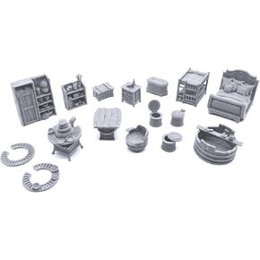 EnderToys City Furnishings by Printable Scenery, 3D Printed Tabletop RPG Scenery and Wargame Terrain 28mm Miniatures