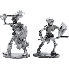 2 Piece Skeleton Warriors - 100% Lead-Free Pewter - Classic Fantasy Miniatures for 28mm Table Top Games - Made in USA - RAL Partha Miniatures