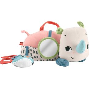 Fisher-Price Newborn Toy Planet Friends Tummy Time Roaming Rhino Plush with Sensory Activities for Babies Ages 0+ Months