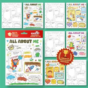 EXCOOL CLUB All About Me Poster For Elementary - 20 Pcs Star Student Of The Week Poster For Preschool Kindergarten, School Supplies Classroom Must Haves For Students