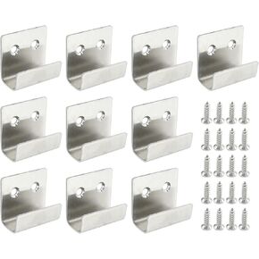 10PCS Wall Mounted Hook Fastener, Silver Tile Wall Display Clip, Inner Width 15MM Heavy Duty Flat J-Shaped Hook Hanger, Heavy Duty Tile Hanger for Wall Display