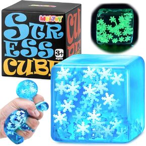 Squishy Fidget Toys Adults Stress Cube - Glow in The Dark Snowflakes Sensory Toys for Kids with Autism Stress Balls for Kids Adults Squeeze Squishy Toys for Anxiety Relief Gifts for Kids