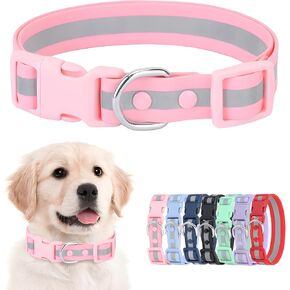 KOLODOGO Waterproof Dog Collar - Reflective Adjustable Collar Durable Collars for Small Medium Large Dogs Easy Clean PVC Material - Multiple Colors Sizes (S, M, L)