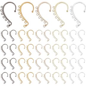 PH PandaHall 50PCS Ear Cuffs Earrings, 5 Colors Alloy No Pierced Ear Clip Wrap Around Earring DIY Jewelry Making Accessories for Earrings for Halloween Cosplay Costume Prom Party Festival Accessory