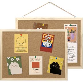 Gdminlo 2 Pack Cork Bulletin Board ، 14.6 "× 11" لوحة Cork ، إطار من خشب البلوط ، لوحة الفلين المثبتة على الحائط لمكتب المنزل والمدرسة (دبابيس ، براغي العين ، حشيات ، مسامير)