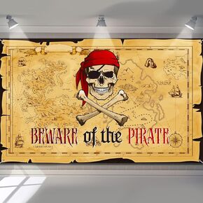Breling Pirate Party Backdrop Pirate Treasure Map Background Nautical Theme Wall Hanging Map Banner Decoration for Kids Birthday Party Carnival Photo Booth Props Photography Supplies