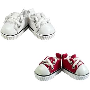 2 Pairs 17cm Doll Shoes, Lace-Up Canvas Sneakers Mini Shoes for 17cm Dolls, Fingerboard Shoes, Mini Finger Shoes, Clothing Accessory for 6.7in Dolls (Black & White)