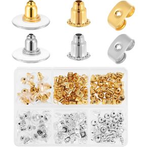 Hypoallergenic Metal Backs, 300 PCS Earring Backs Replacements 6 Styles Bullet Shape Safety Earrings Back Metal Plastic Earrings Back for Studs Hooks Stoppers, to Wear Due to Lost Backings