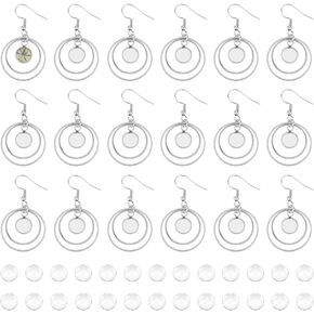 UNICRAFTALE 30 Sets DIY Blank Dome Dangle 304 Stainless Steel Dangle Earring Making Kits Earring Hooks with Round Tray Blank Earring Pendants Setting for DIY Earring Jewelry Making