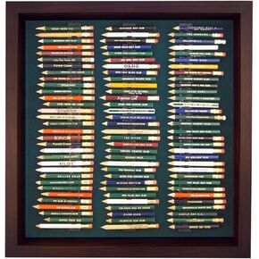 Eureka Golf Pencil Display Case with Acrylic Cover | Holds 96 Round or Hexagonal Pencils | Walnut Finish | USA Made