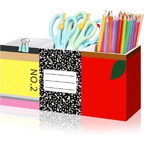 3 Pcs Pencil Holder for Classroom Back to School Gifts School Girl Wooden Pencil Dispenser Student Teacher Desk Organizer Dull and Sharp Pen Holder Crayon Storage for Preschool Classroom