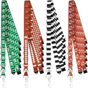 24 Pcs Football Lanyards for ID Badges Funny Breakaway Lanyard Keychains ID Wallet Badge Whistle Key Neck Holders Gifts for Sport Team Coaches Football Birthday Party Supplies