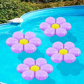 ShinyRelief 4 Pcs Inflatable Pool Decorations Daisy Flower Pool Floats 20 Inches Inflatable Swimming Floaties for Summer Vacation Holiday Beach Hawaii Bachelor Party Supplies